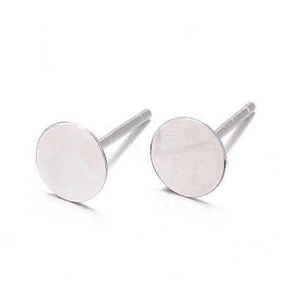 925 Sterling Silver Flat Pad  Stud Earring Findings STER-K167-045E-S-1