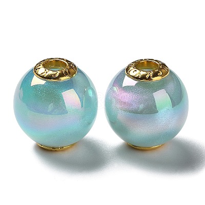 Rainbow Iridescent Plating Acrylic European Beads OACR-P019-03A-M-1