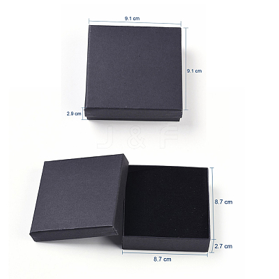 Kraft Cotton Filled Cardboard Paper Jewelry Set Boxes CBOX-G015-05-1