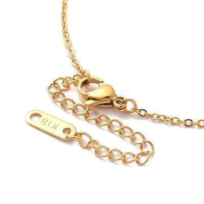 304 Stainless Steel Flat Round Pandant Necklace for Women NJEW-O126-01G-01-1