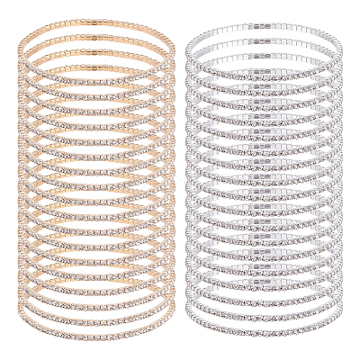 20Pcs 2 Colors Square Rhinestone Cup Chain Bracelets for Women BJEW-GA0001-22-1