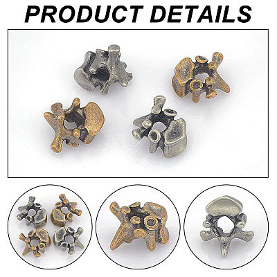 4Pcs 2 Colors Vertebrae Shaped Brass Beads KK-NB0002-98-1