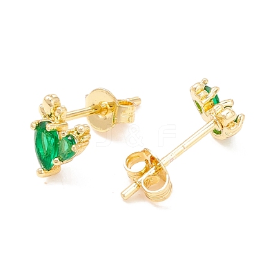 Brass Micro Pave Cubic Zirconia Stud Earring EJEW-C021-04G-1