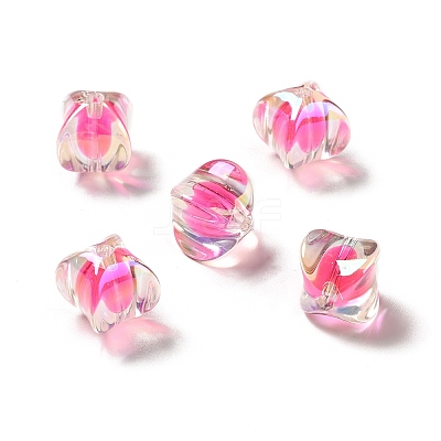 Two Tone UV Plating Rainbow Iridescent Acrylic Beads TACR-D010-04-1