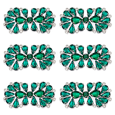6Pcs Flower Glass Rhinestone Cabochons DIY-FG0010-18D-1