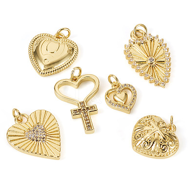 6Pcs 6 Styles Brass Pendants KK-TA0002-23-1
