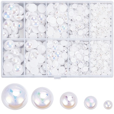 70G 5 Styles ABS Plastic Imitation Pearl Cabochons OACR-SC0001-45D-1