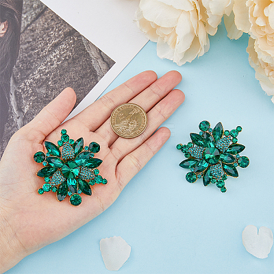 2Pcs Rhinestone Flower Brooch Pin JEWB-HY0001-10A-1