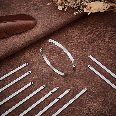 15Pcs Stainless Steel Bangle Makings FIND-BC0014-34A-1
