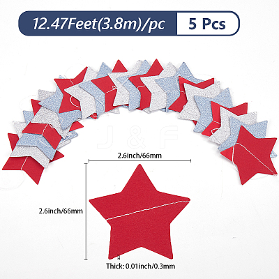 5Pcs Star Paper Flag Banners DIY-SP0003-82C-1