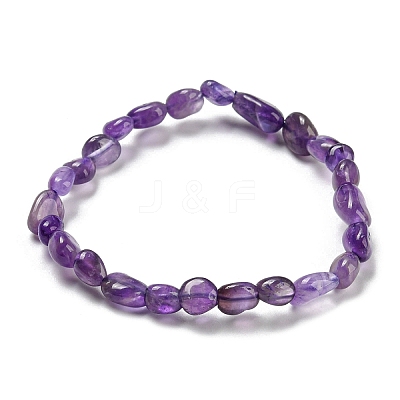Natural Amethyst Bead Stretch Bracelets BJEW-K213-23-1