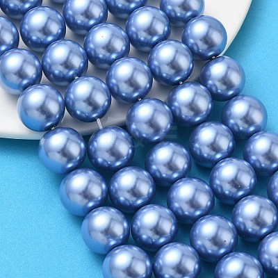 Eco-Friendly Dyed Glass Pearl Round Beads Strands HY-A002-14mm-RB015-1