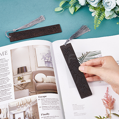 2Pcs 2 Style Blackwood Bookmarks AJEW-PH0001-76-WH-1