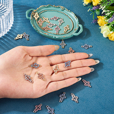 24Pcs 6 Colors Alloy Rhinestone Connector Charms FIND-TA0008-75-1
