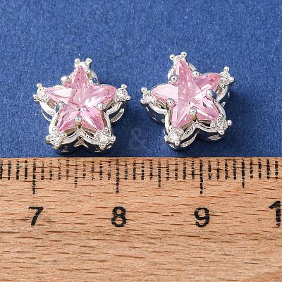 Brass Micro Pave Pink Cubic Zirconia Beads CU-CBAEC99-34S-01-1