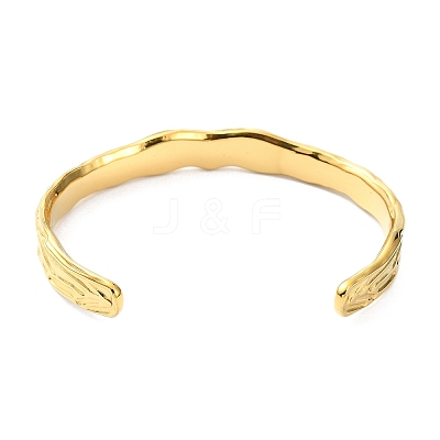 304 Stainless Steel Textured Open Cuff Bangles for Women LS-STAS-B068-02G-1