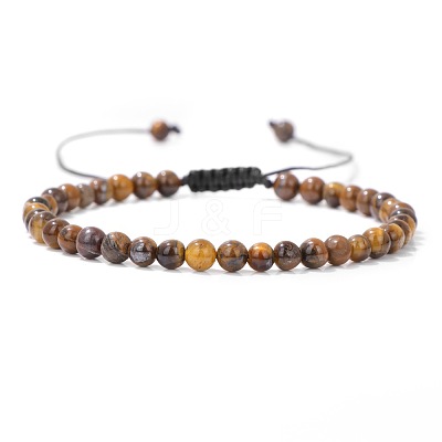 Adjustable Women's Tiger Eye Beaded Bracelet CN3407-49-1