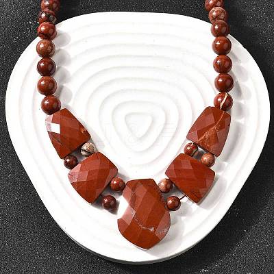 Natural Red Jasper Faceted Bib Graduated Beaded Necklaces for Women NJEW-B128-01O-1