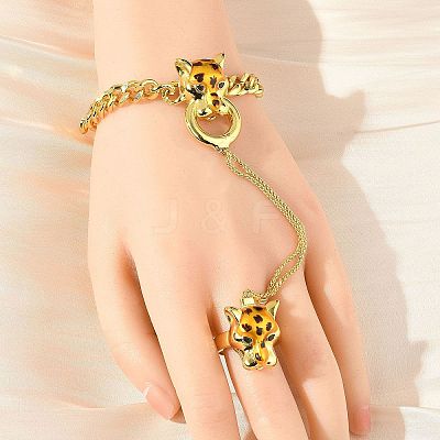 Brass Micro Pave Cubic Zirconia Mittens Bracelets BJEW-C085-01G-1