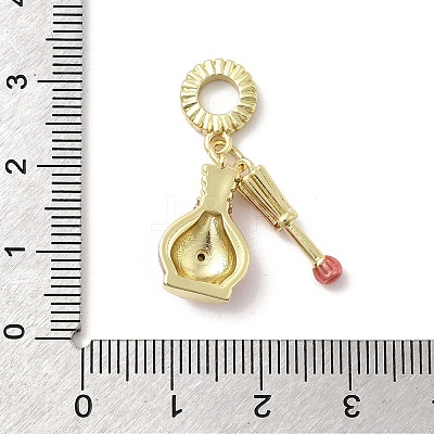 Brass Micro Pave Clear Cubic Zirconia European Dangle Charms KK-A278-08G-01-1