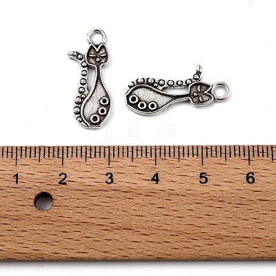 Tibetan Style Alloy Kitten Pendant Settings for Enamel PALLOY-A15359-AS-NF-1