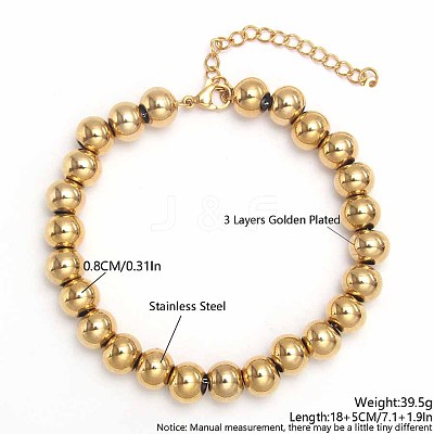 Simple Fashion Round 304 Stainless Steel Beaded Bracelets for Women UG2742-7-1