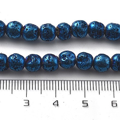 Electroplated Natural Lava Rock Beads Strands G-A251-B01-01E-1