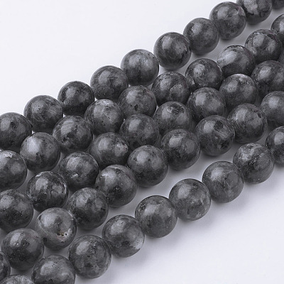 Natural Black Larvikite Bead Strands G-G735-57-12mm-1