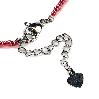 Natural & Synthetic Mixed Gemstone Heart Pendant Necklaces NJEW-G143-02-1
