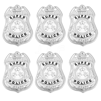 6Pcs Super Police Badge Iron Lapel Pins for Backpack Clothes JEWB-HY0001-54-1