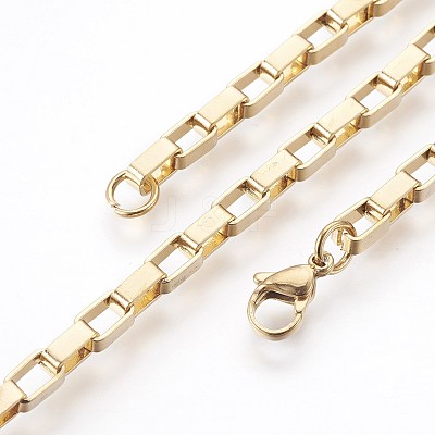 Ion Plating(IP) 304 Stainless Steel Box Chain Bracelets BJEW-P236-25G-1