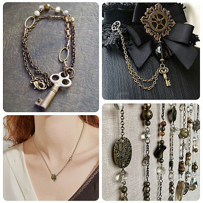 DIY Iron Chains Necklaces Making Kits DIY-SC0029-14D-1