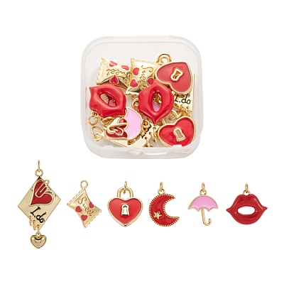 12Pcs 6 Style Real 18K Gold Plated Brass Enamel Pendants KK-LS0001-43-1