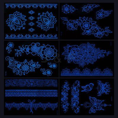 6 Sheets Luminous Paper Tattoo Stickers STIC-TAC0001-007B-1