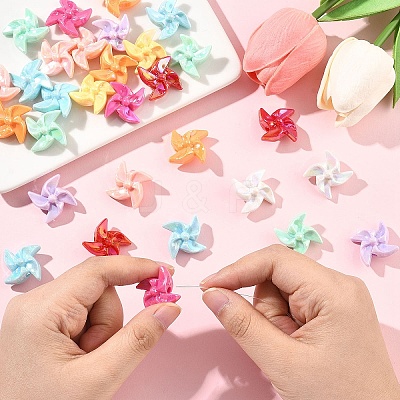 30Pcs UV Plating Opaque Acrylic Beads OACR-YW0004-16-1