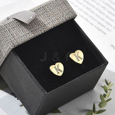 Rack Plating Brass Micro Pave Clear Cubic Zirconia Stud Earrings EJEW-K299-01G-K-1