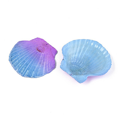 Spray Painted Natural Scallop Shell Big Pendants SSHEL-T017-14C-1