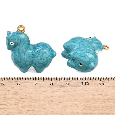 304 Stainless Steel with Deep Sky Blue Enamel Pendants SA-CBAF5D5-12G-1