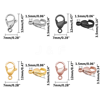 PVD Vacuum Plating 304 Stainless Steel Lobster Claw Clasps STAS-UN0007-64-1