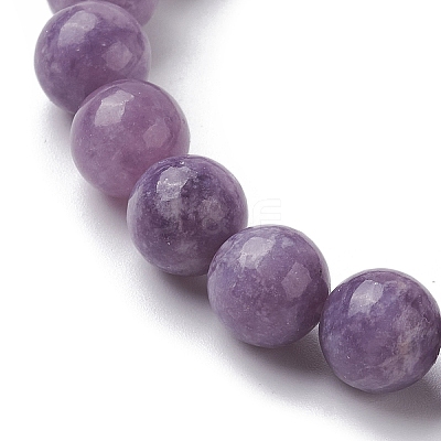 Natural Lepidolite/Purple Mica Stone Stretch Bracelets BJEW-JB10092-04-1