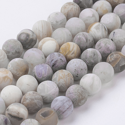 Natural Bamboo Leaf Agate Beads Strands G-J376-13F-8mm-1