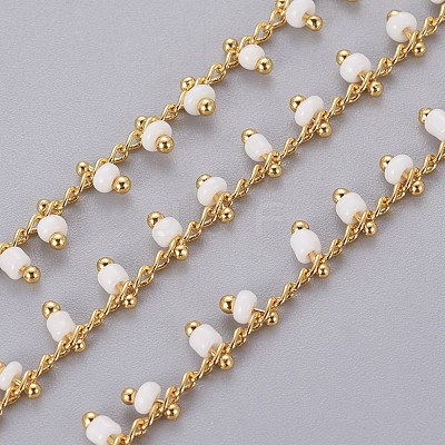 3.28 Feet Handmade Seed Beaded Chains X-CHC-N016-06J-1