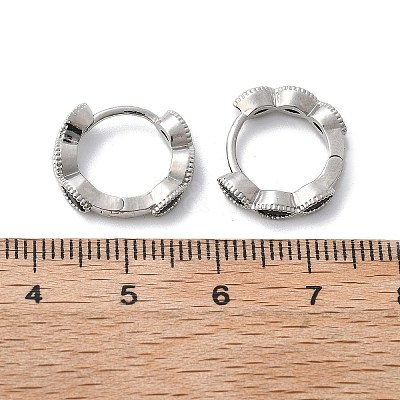 Brass Micro Pave Cubic Zirconia Huggie Hoop Earrings LS-EJEW-K083-34P-A-1