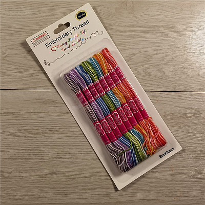 8 Skeins 8 Colors 6-Ply Polycotton(Polyester Cotton) Embroidery Floss PW22063001471-1