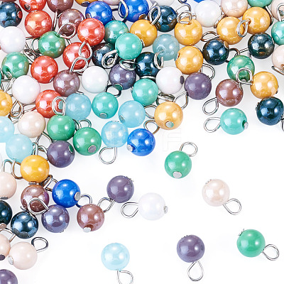 110Pcs 11 Styles Electroplate Round Glass Bead Charms PALLOY-TAC0307-1