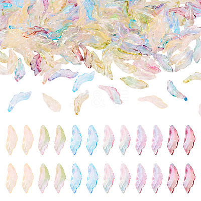 192Pcs 6 Colors Baking Paint Transparent Glass Pendants DGLA-TA0001-41-1