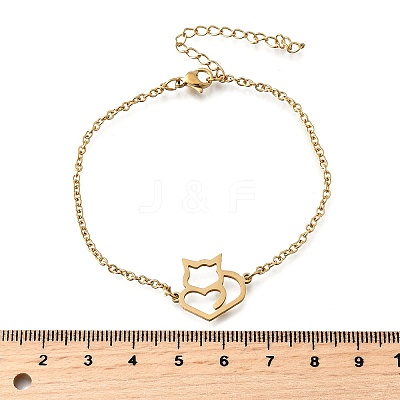201 Stainless Steel Fox Link Bracelets BJEW-B128-05G-1