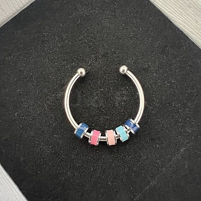 304 Stainless Steel Enamel Disc Beaded Adjustable Open Rings FS-WGAD8B0-02-1