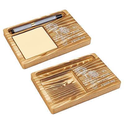 2Pcs Flower Printed Wood Display Trays for Sticky Notes ODIS-PH0009-18-1