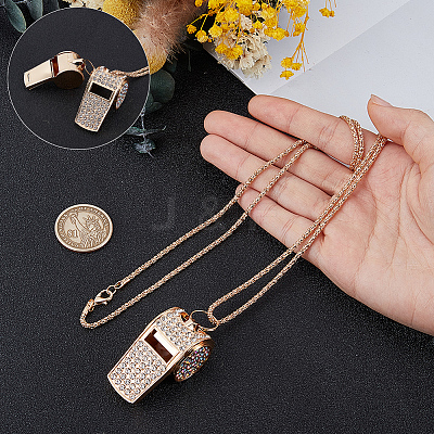 Alloy Crystal Rhinestone Whistle Pendant Necklaces NJEW-WH20001-24G-01-1